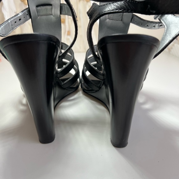 Nine West Black Leather Wedge Sandals - Picture 11 of 11